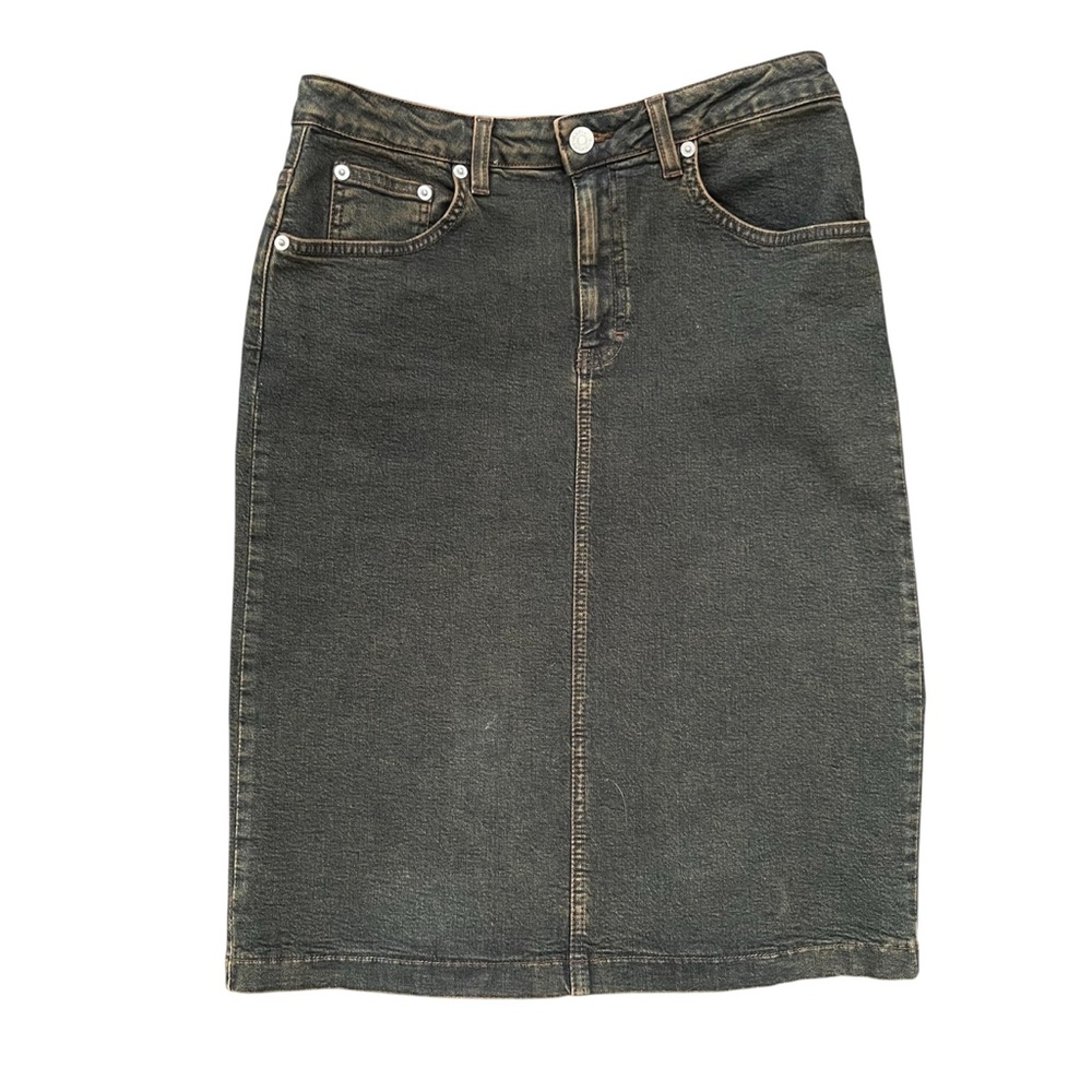 Tommy Hilfiger Brown Acid Wash Denim Skirt